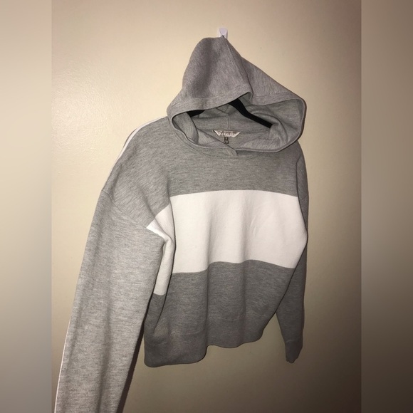 ATHLETA Embark Women Cotton Blend Gray White Color Block Hoodie Sweatshirt Small - Picture 7 of 12